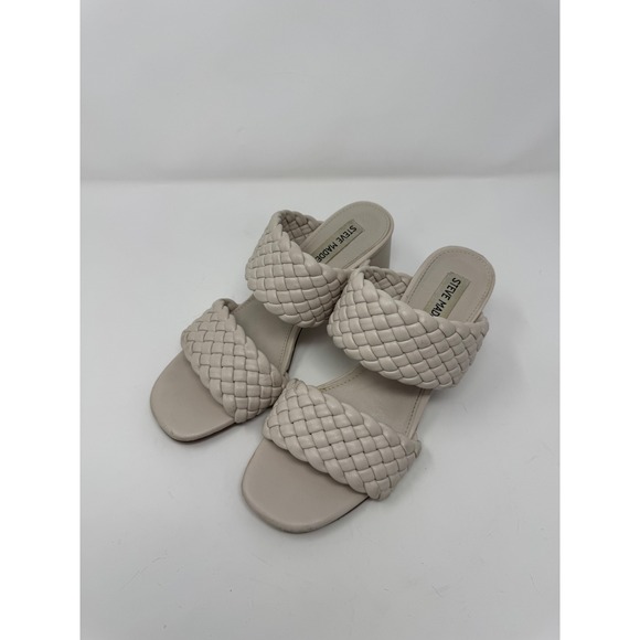 Steve Madden Shoes - Steve Madden Daphnee Bone White Woven Heeled Sandals